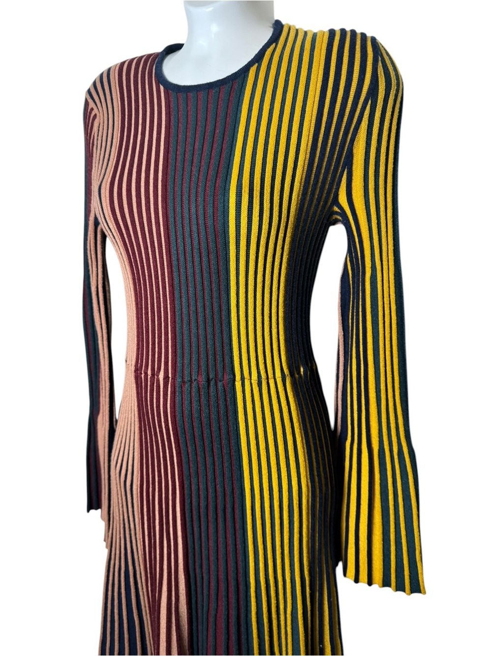 Simon Miller Celia Striped Long Sleeve Ribbed Midi Dress - Picture 6 of 11